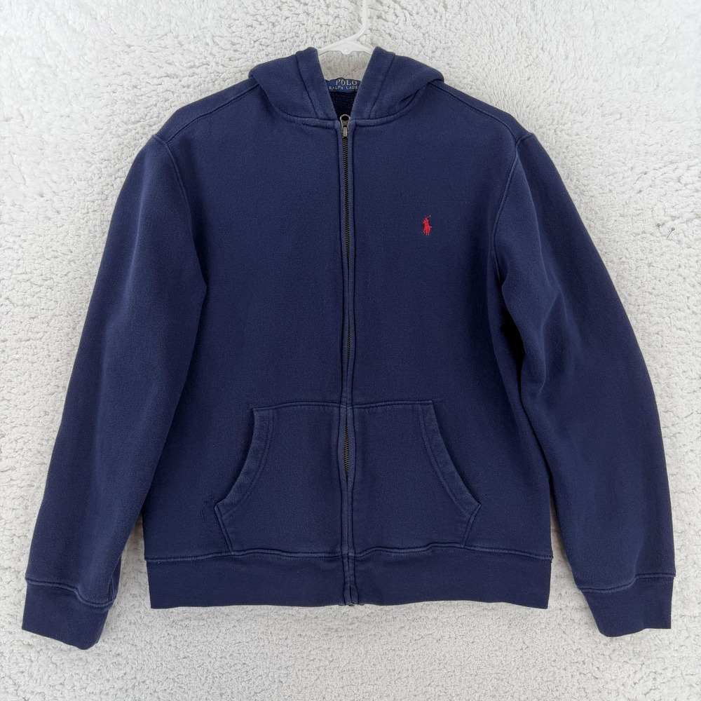 Polo Ralph Lauren Hoodie Mens Small Blue Full Zip Fleece Pony Logo Sweatshirt